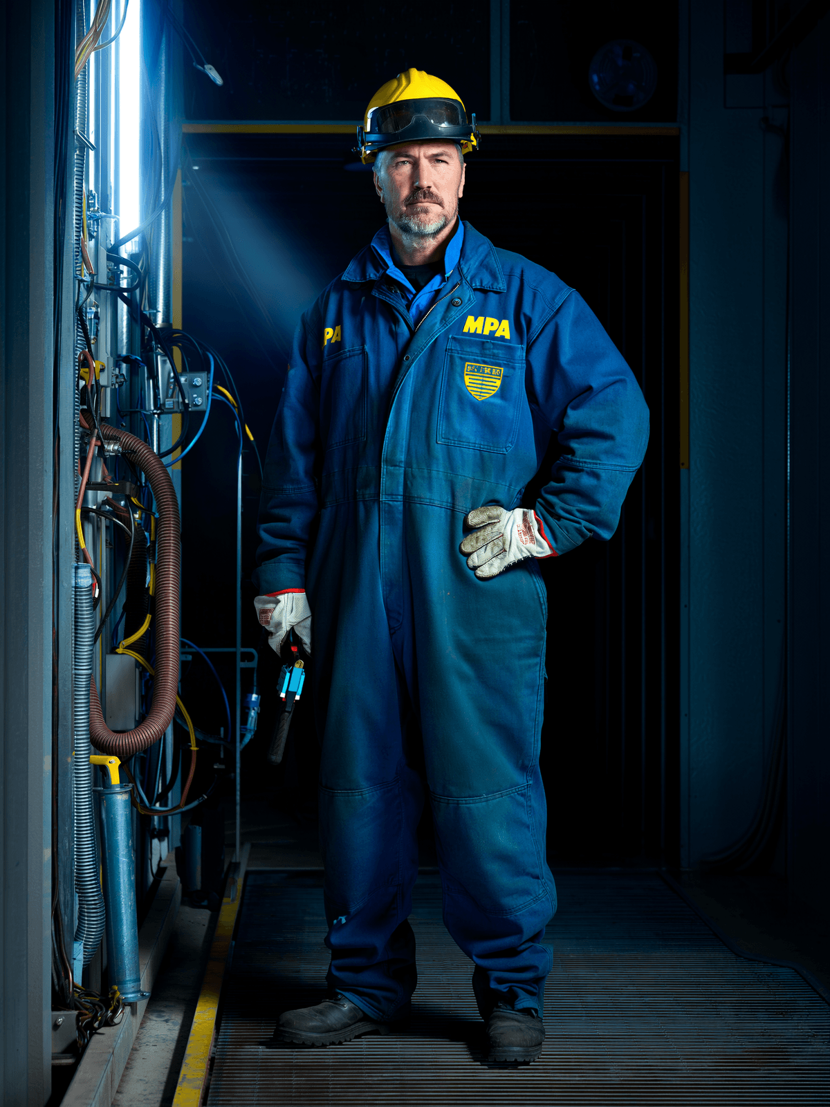 Professional electrician working